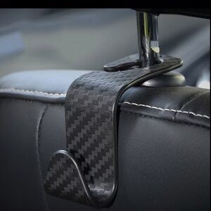 1-set of 2  Black Car Seat Hooks carbon fiber